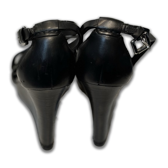 COACH MALEENA BLACK WEDGE HEELS - Picture 4 of 5